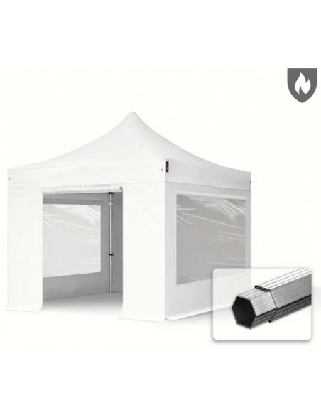 STRUCTURE ALU - 4 COTÉS - 2 PANORAMIQUES - ANTI-FEU - 3 x 3 - PVC 620gr/m²