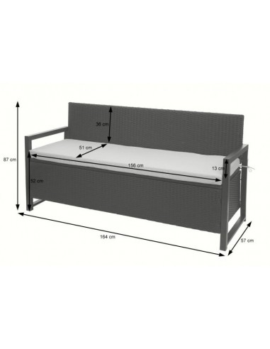 CANAPÉ + COFFRE RANGEMENT - 164 cm