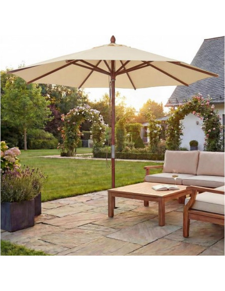 GAUVIN-PARASOL BOIS ROND CREME 3m